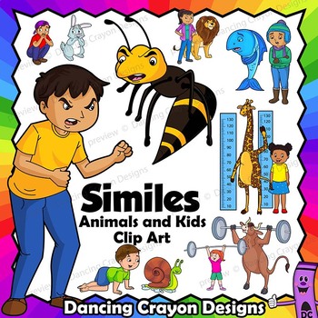 Preview of Kids and Animal Similes Clip Art | Figurative Language