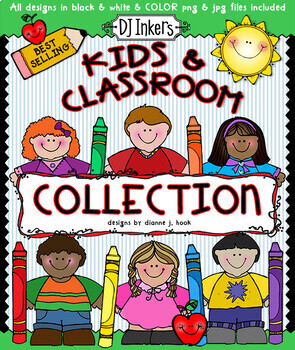 Preview of Kids and Classroom - DJ Inkers Teacher Clip Art Collection - 13 Download Bundle