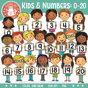 Preview of Kids and Numbers Clipart 0-20