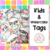 Kids and Watercolor Tags - Editable