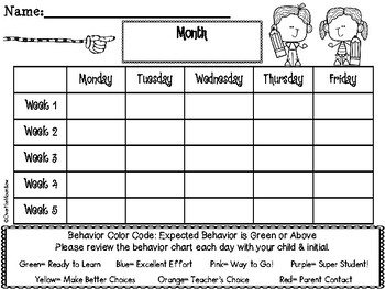 School Behavior Charts For Kids