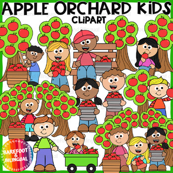 Preview of Kids at the Apple Orchard Clipart | Fall Clipart