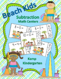 Kids at the Beach Subtraction Math Center (Minuends to 10)