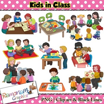 children playing together at school clipart