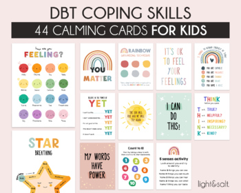 Preview of Kids calm down coping skills cards, grounding technique, mindful breathing, SEL