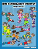 Kids clip art: Body Workout, exercise, warming up or calisthenics
