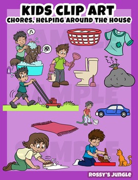 Kids clip art: Chores, helping around the house