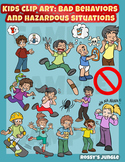 Kids clip art: bad behaviors and hazardous situations