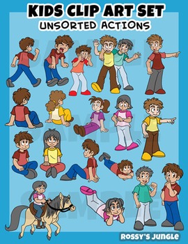 Preview of Kids clip art set- Unsorted actions