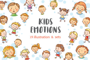 Preview of Kids emotions bundle, children with various emotion