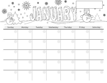 Preview of Kids friendly Printable Calendar (editable and fillable resource)