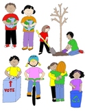 Kids in Action: Citizenship and Service Clip Art 22 PNGs