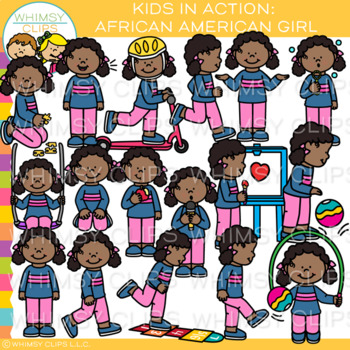 Preview of Kids in Action Clip Art: African American Girl