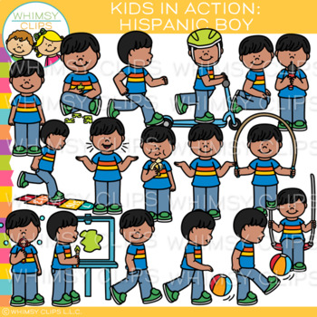 Preview of Kids in Action Clip Art: Hispanic Boy