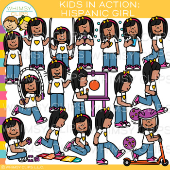 Preview of Kids in Action Clip Art: Hispanic Girl