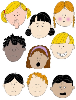 Preview of Kids in Action: Faces 2 Clip Art 18 FREE pngs to Show Feelings and Emotions