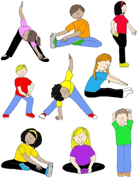 Preview of Kids in Action: Stretches and Warm-Ups Clip Art 18 PNGs