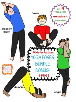 Preview of Kids in Action: Yoga Poses BUNDLE  Includes 8 EXCLUSIVE IMAGES