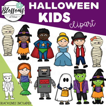 Kids in Halloween Costumes Clipart by Blossoms of Blue | TpT