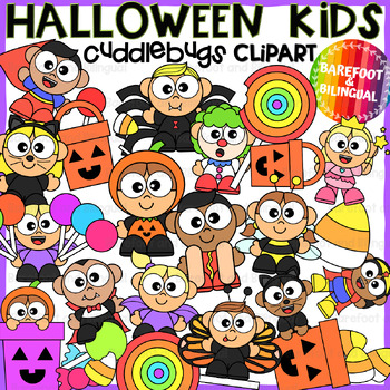 Preview of Kids in Halloween Costumes Clipart - Cuddlebugs Collection Halloween Clipart