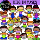 Kids in Masks Clipart {Social Distancing Clipart}