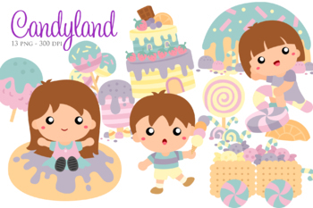 Preview of Kids in the Candyland - Vector Clipart Illustrations