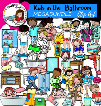 Preview of Kids in the bathroom Clip Art - Big set of 92 images!