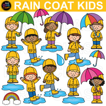 Preview of Kids in the rain clip art