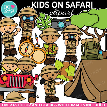 Preview of Kids on Safari Clipart | Zoo and Jungle Camping