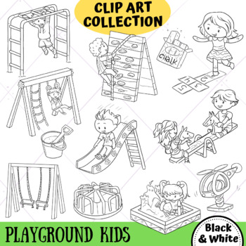 Kids On The Playground Clip Art Black And White Only By Keepinitkawaii