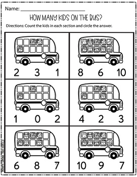 Kids on the School Bus Counting Clip cards 0-10 (plus worksheets)