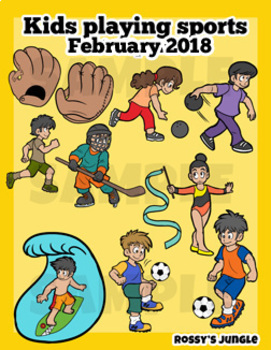 Preview of Kids playing Sports Clip Art set Feb2018