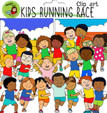 Kids running race clip art