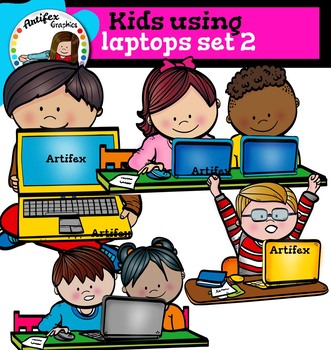 Kids using laptops set 2 by Artifex | Teachers Pay Teachers