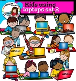 Kids using laptops set 2