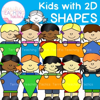 Preview of Kids with 2D Shapes Clip Art