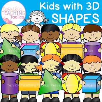 Preview of Kids With 3D Shapes Clip Art