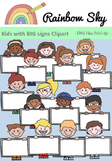 Kids with BIG signs Clipart