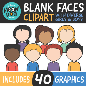Preview of Blank Faces Clipart - Diverse Kids