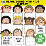 Kids with Blank Signs_Set 3  (Karen's Kids Clipart)
