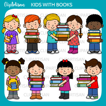 Preview of Kids with Books Clip Art