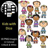 Kids with Dice Clip Art
