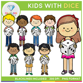 Preview of Kids with Dice Clip Art