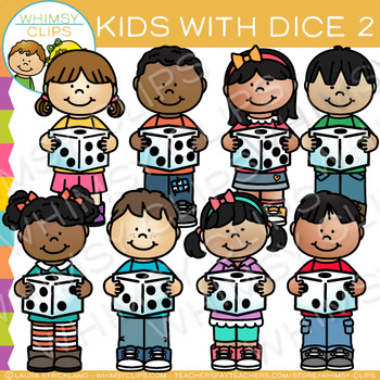 Preview of Math Kids with Dice Clip Art - Set Two