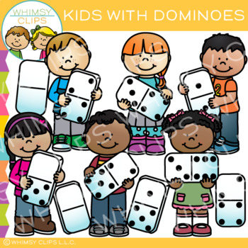 Preview of Kids with Dominoes: Math Clip Art