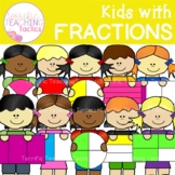 Kids with Fractions Clip Art for Halves, Thirds and Quarters