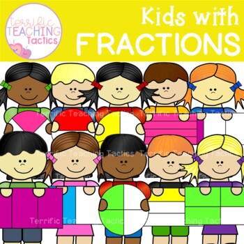 Preview of Fraction Kids Clip Art for Halves, Thirds and Quarters - Fraction Clipart