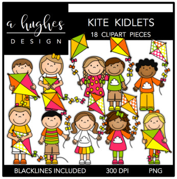 Preview of Kids with Kites Clipart