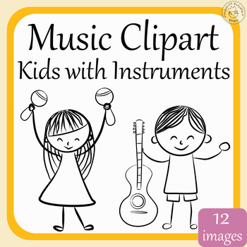 Preview of Kids with Music Instruments Doodle Clipart