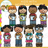 School Kids with Notepads Three: Writing Clip Art